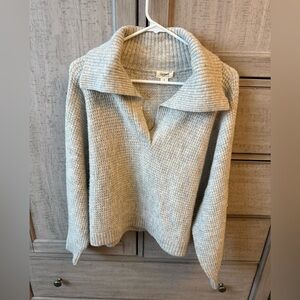Upwest Rib-Knit Collared Pullover Sweater